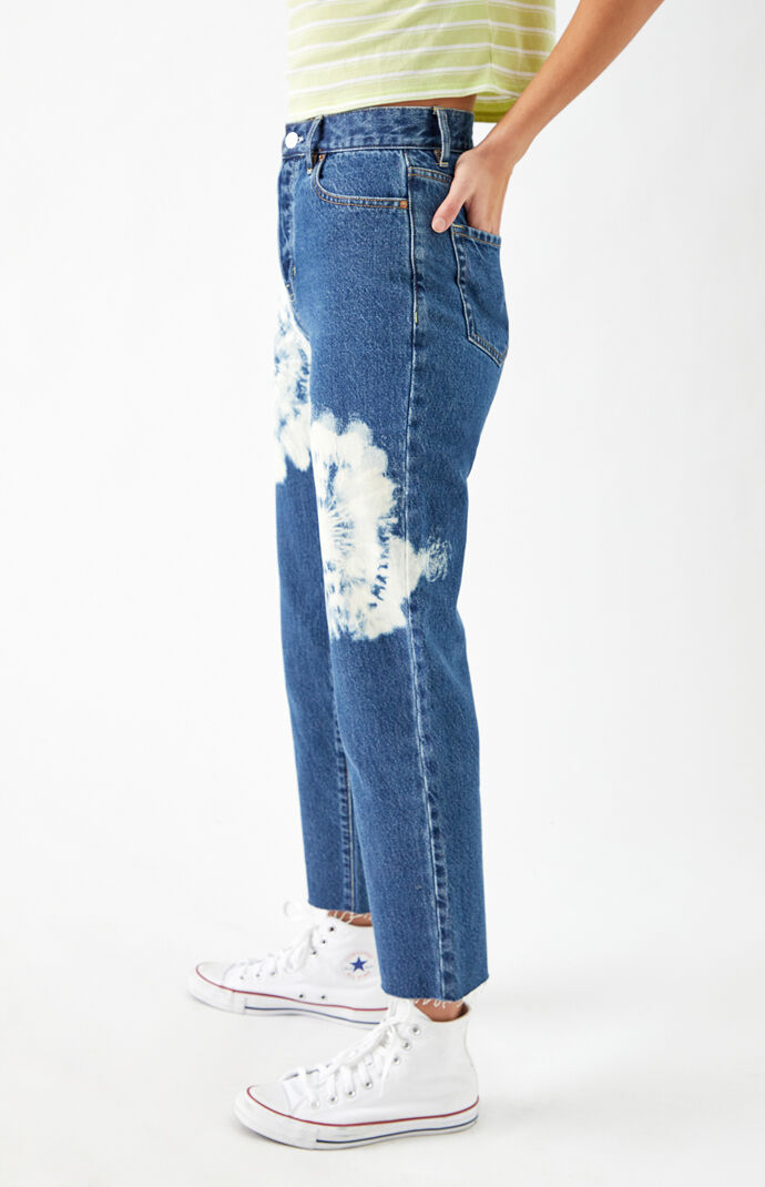 Tie Dye High Waisted Straight Leg Jeans