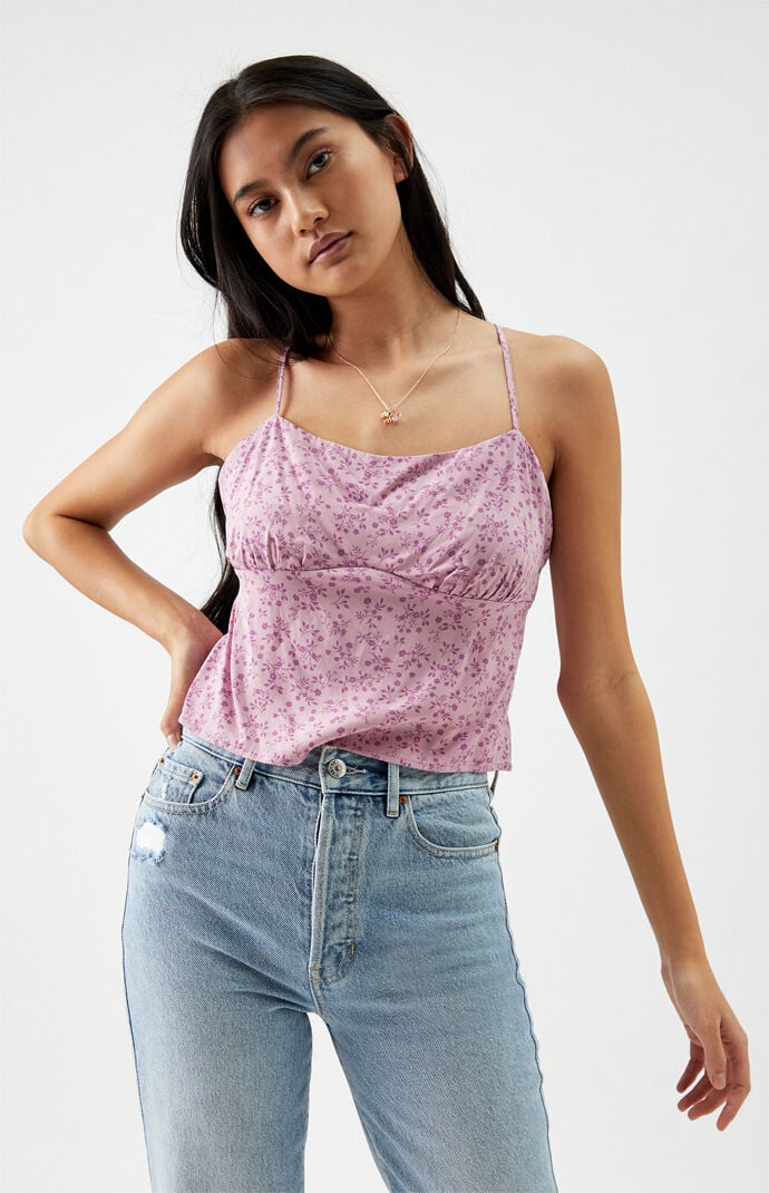 Lace-Up Back Cami Top