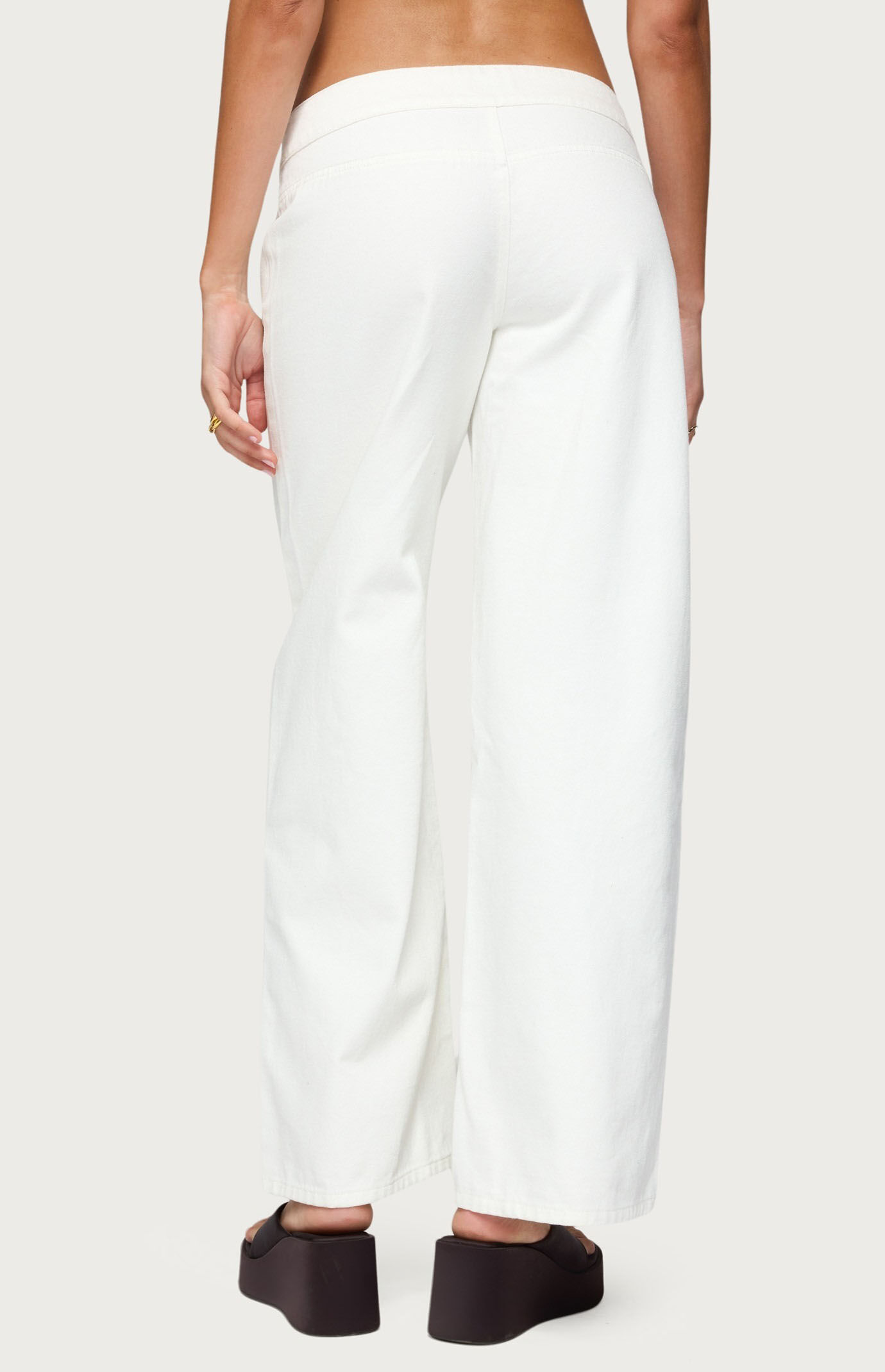Edikted Buckle Low Rise Straight Leg Pants