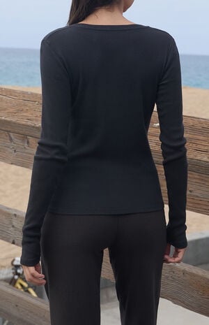Black Sonia Ribbed Long Sleeve Top image number 3