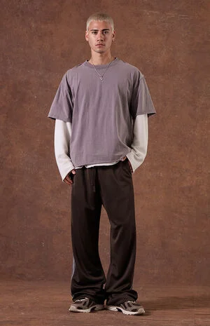 Brown Extreme Baggy Track Pants image number 1