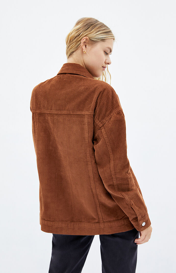 Tan Corduroy Oversized Trucker Jacket