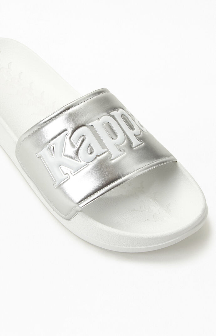 White & Silver 222 Banda Adam 9 Slide Sandals