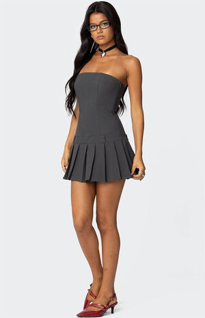 Pleated Drop Waist Mini Dress image number 4