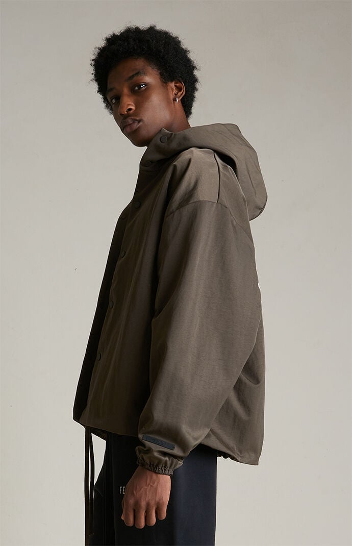 Fear of God ESSENTIALS Brown Textured Nylon Hooded Jacket