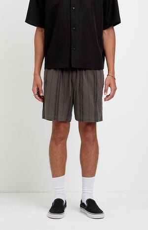 Olive Striped Russel Linen Volley Shorts image number 2