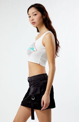 Black Satin Cargo Mini Skirt image number 3