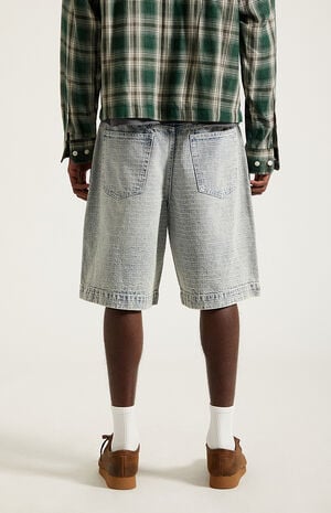 Parker Baggy Denim Shorts&nbsp;Jacquard Checkered Light Blue&nbsp; image number 5