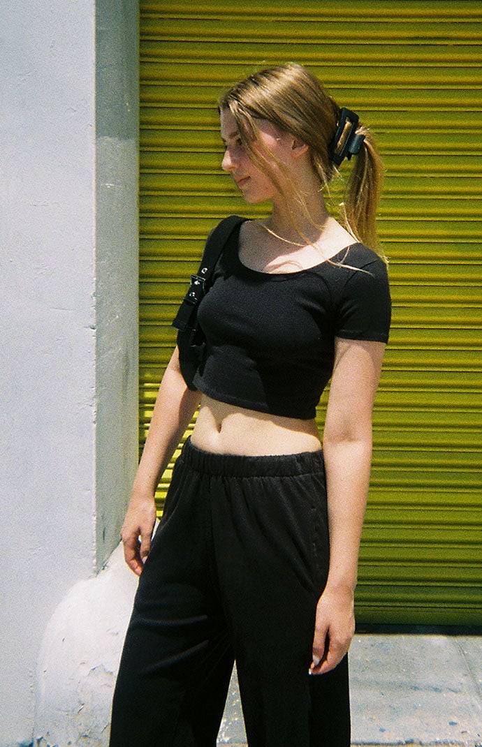 John Galt Black Zelly Short Sleeve Top