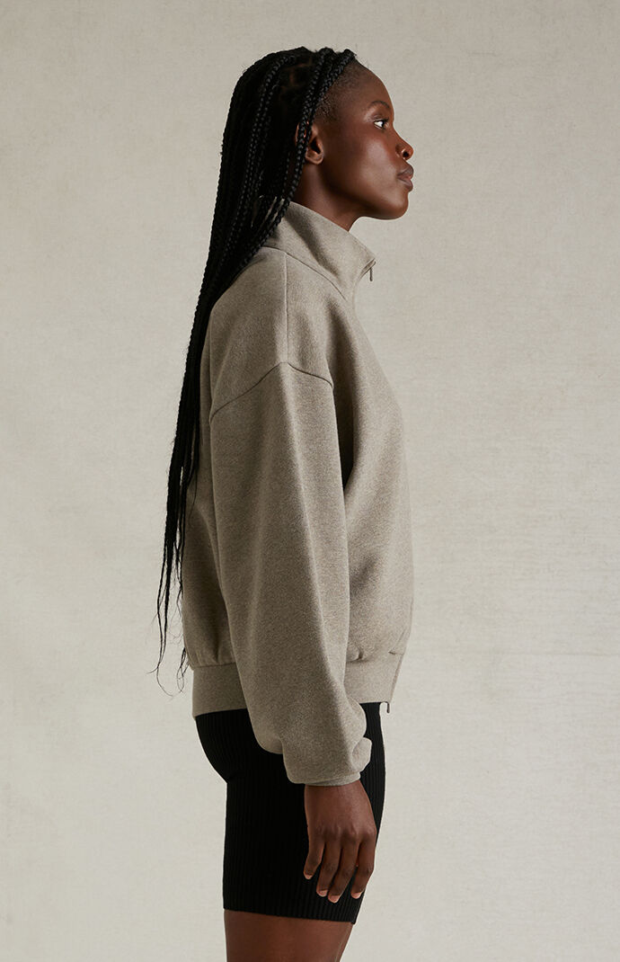 Fear of God Essentials Women's Heather Grey Zip Up Jacket Fear of God Essentials Women's Heather Grey Zip Up Jacket