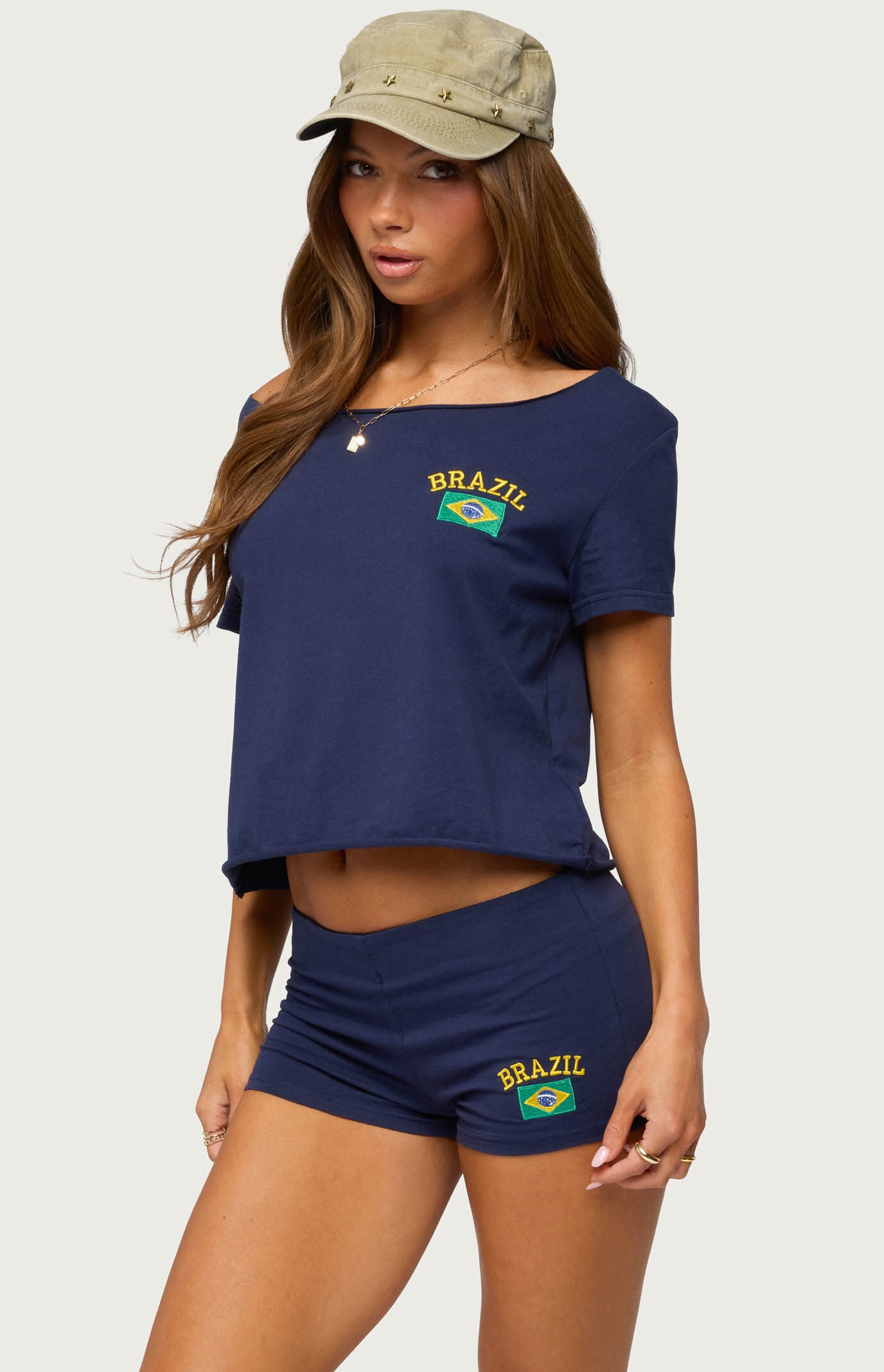 Edikted Brazilian Babe Off-The-Shoulder T-Shirt