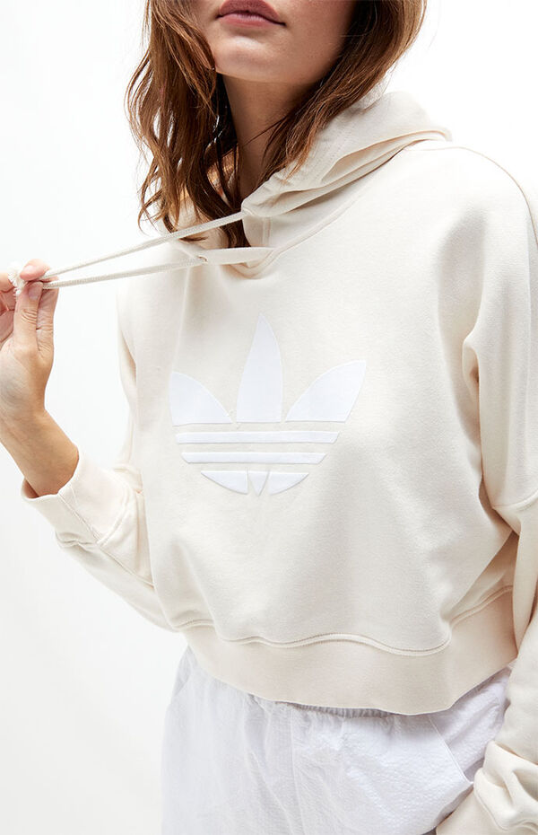 White '80s Cropped Hoodie