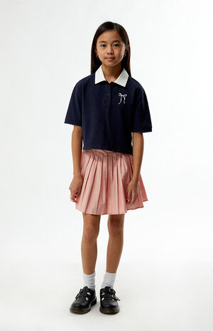Bow Embroidered Cropped Polo Shirt image number 4