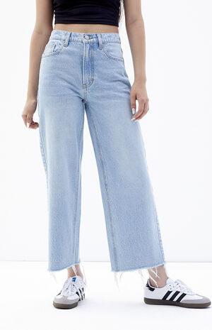 Light Indigo Cropped Wide Leg Jeans image number 3
