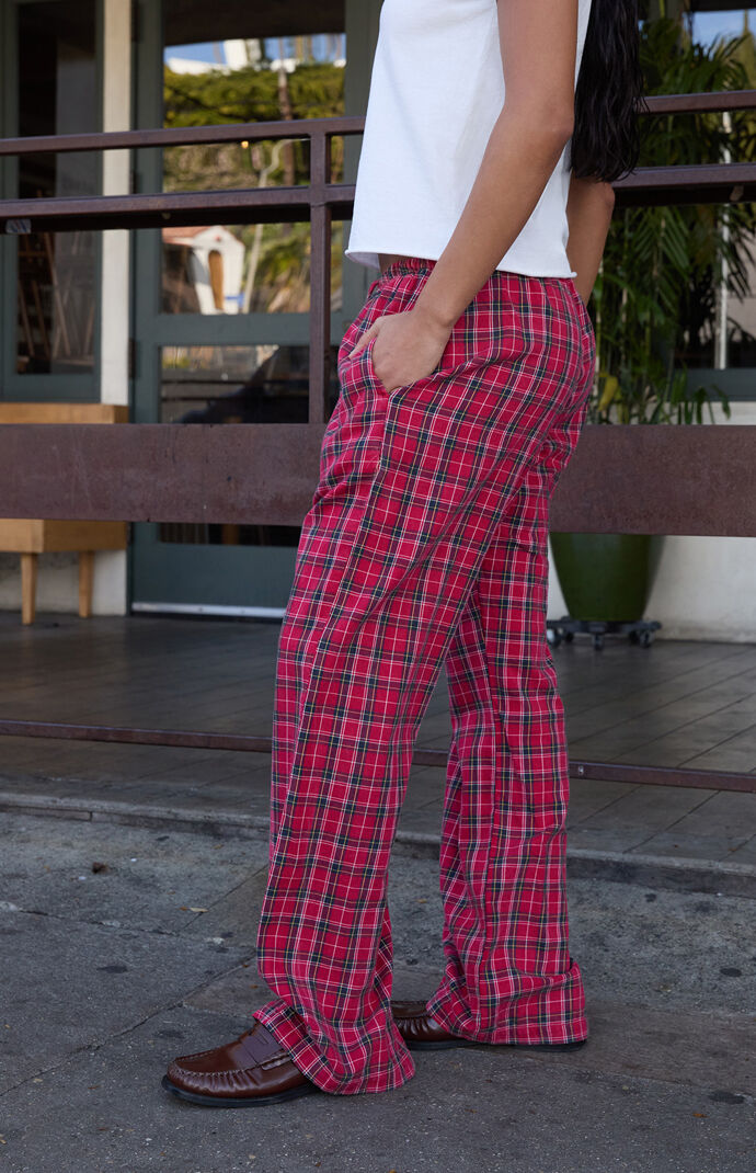 John Galt Red Plaid Anastasia Baggy Pants