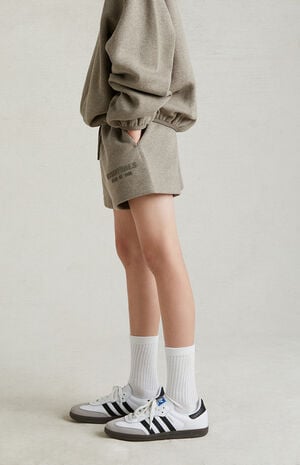 ESSENTIALS Heather Grey Sweat Shorts image number 4