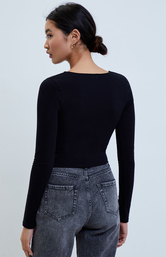 Long Sleeve Cinched Bow Top