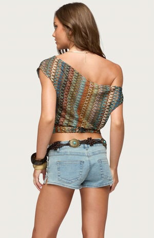 Taniya Off Shoulder Zigzag Knit Top image number 3