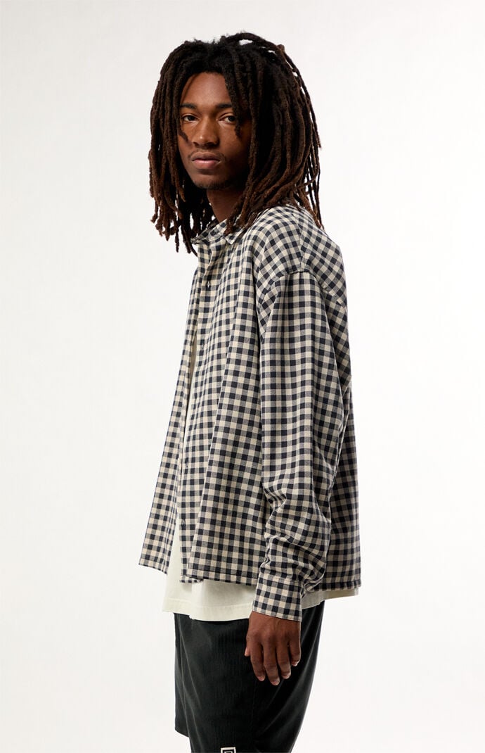 Pacsun Black & White North Plaid Long Sleeve Shirt