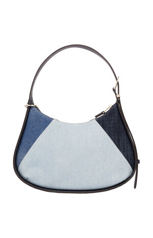 Color Block Denim Zip Hobo Bag image number 4