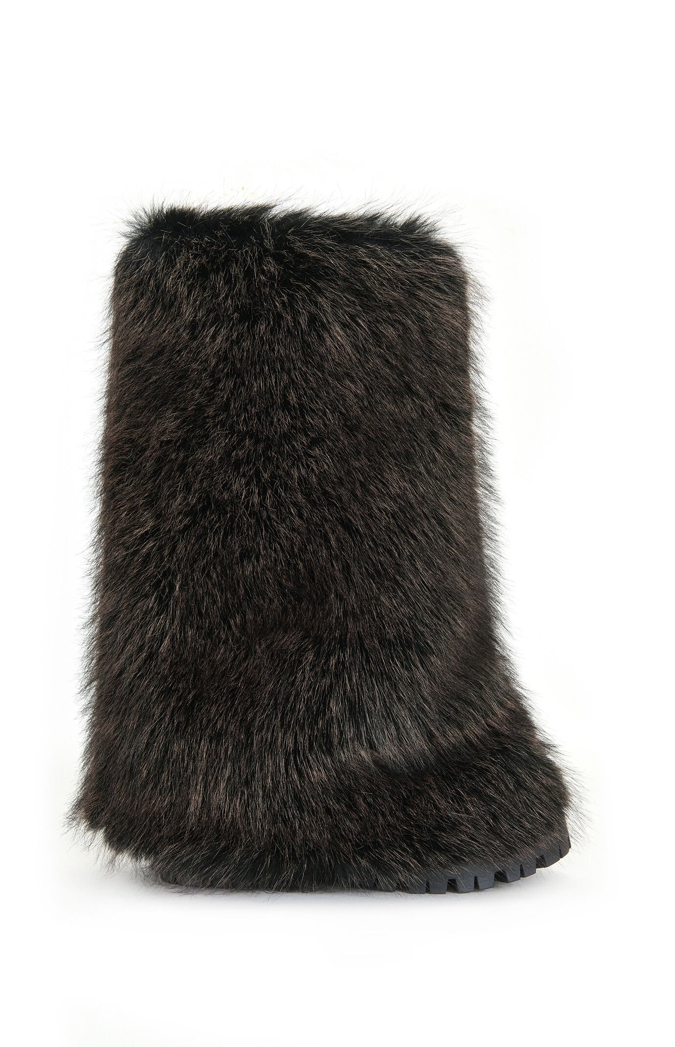 AZALEA WANG Lisboa Brown Cuffed Faux Fur Chunky Booties