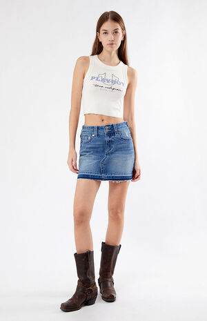 x Playboy Embroidered Denim Mini Skirt image number 5