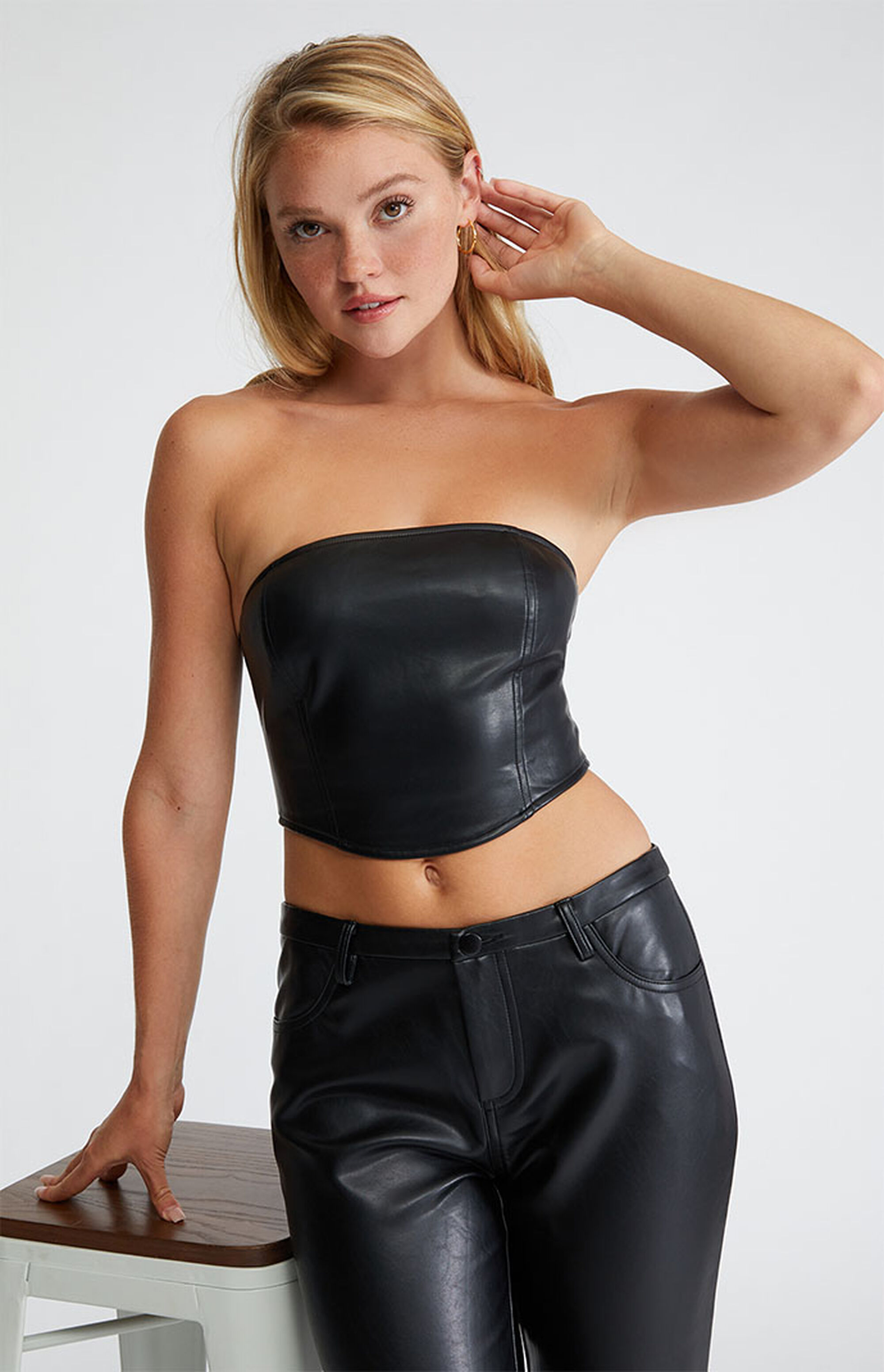 PACSUN Kendall & Kylie Vegan Leather Strapless Tube Top