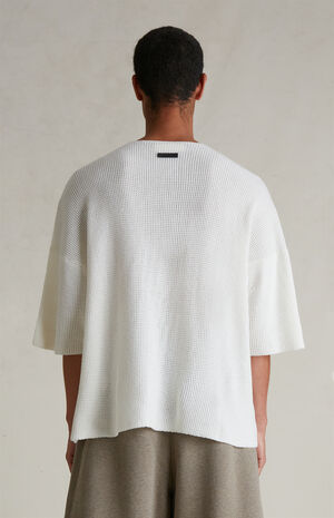Cloud White Waffle Knit Short Sleeve T-Shirt image number 4