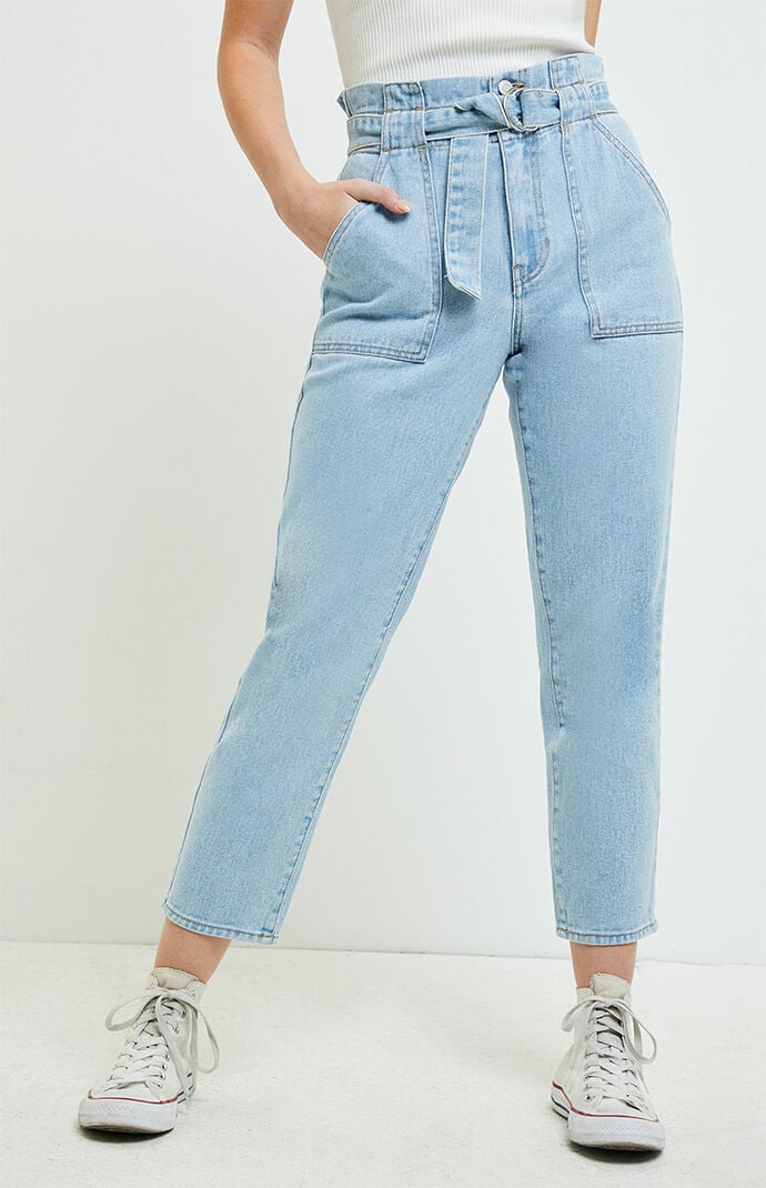 PacSun Smocked Belted Mom Jeans | PacSun