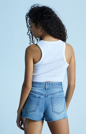 Belted Vintage High Waisted Denim Shorts image number 4