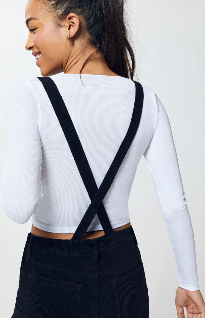 women's black corduroy overalls