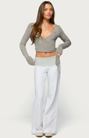 Meshey Striped Fold Over Pants image number 4