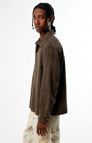 Enzo Brown Corduroy Long Sleeve Shirt image number 3