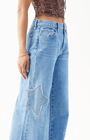 Lena Medium Indigo Star Low Rise Super Baggy Jeans image number 5