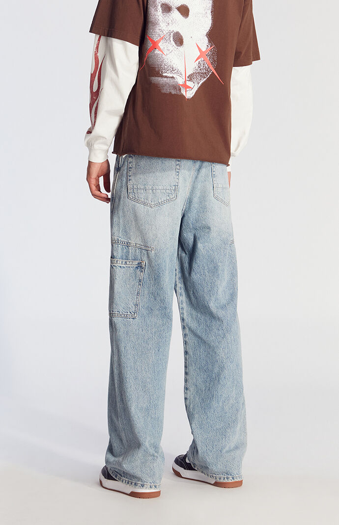 【AAKE】CARPENTER BLUE DENIM MOST WANTED Men's sz 40 x 30 Blue Denim Double Knee Work