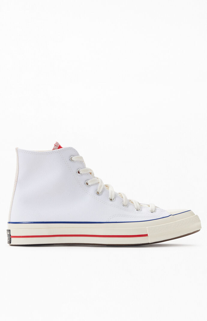 White & Red Chuck 70 Twisted Tongue High Top Shoes