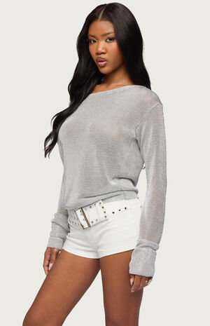 Charlo Off Shoulder Shiny Knit Top image number 2