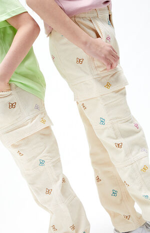 Rainbow Butterfly Elastic Waistband Cargo Pants image number 4