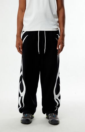 Black Tribal Fleece Baggy Sweatpants image number 2