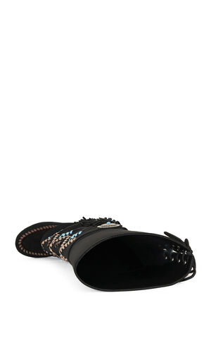 Women's Edmund Black Faux Suede Flat Moccasin Boots image number 4