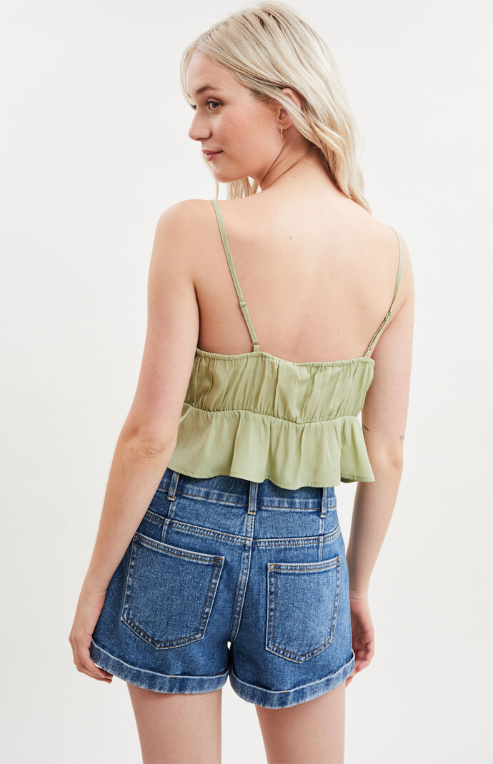 Button Front Cami Tank Top
