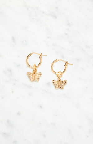 Gold Butterfly Earrings image number 1