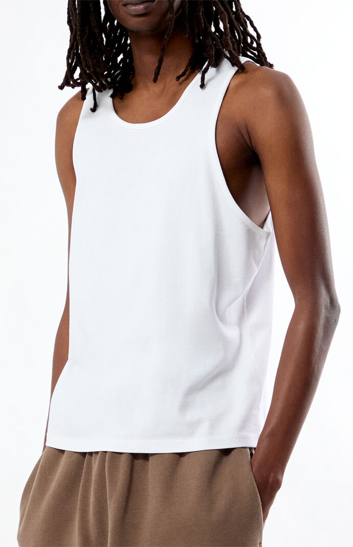 Pacsun White Classic Ribbed Muscle Tank Top