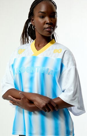 Argentina Short Sleeve Oversized Soccer Jersey image number 2