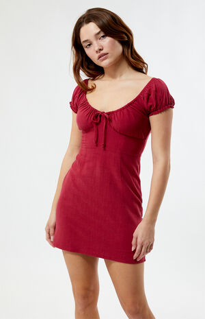 Tie Front Linen Mini Dress image number 1