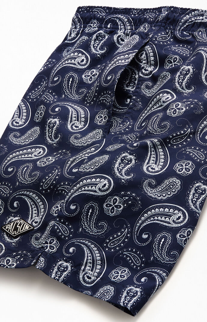 Eco Blue Paisley 17" Swim Trunks