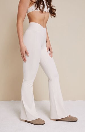 PAC WHISPER Active Ivory Crossover Flare Yoga Pants image number 3