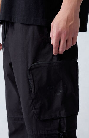 Canvas Black Baggy Cargo Pants image number 3