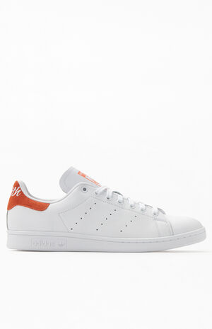 White & Pink Stan Smith Shoes image number 2