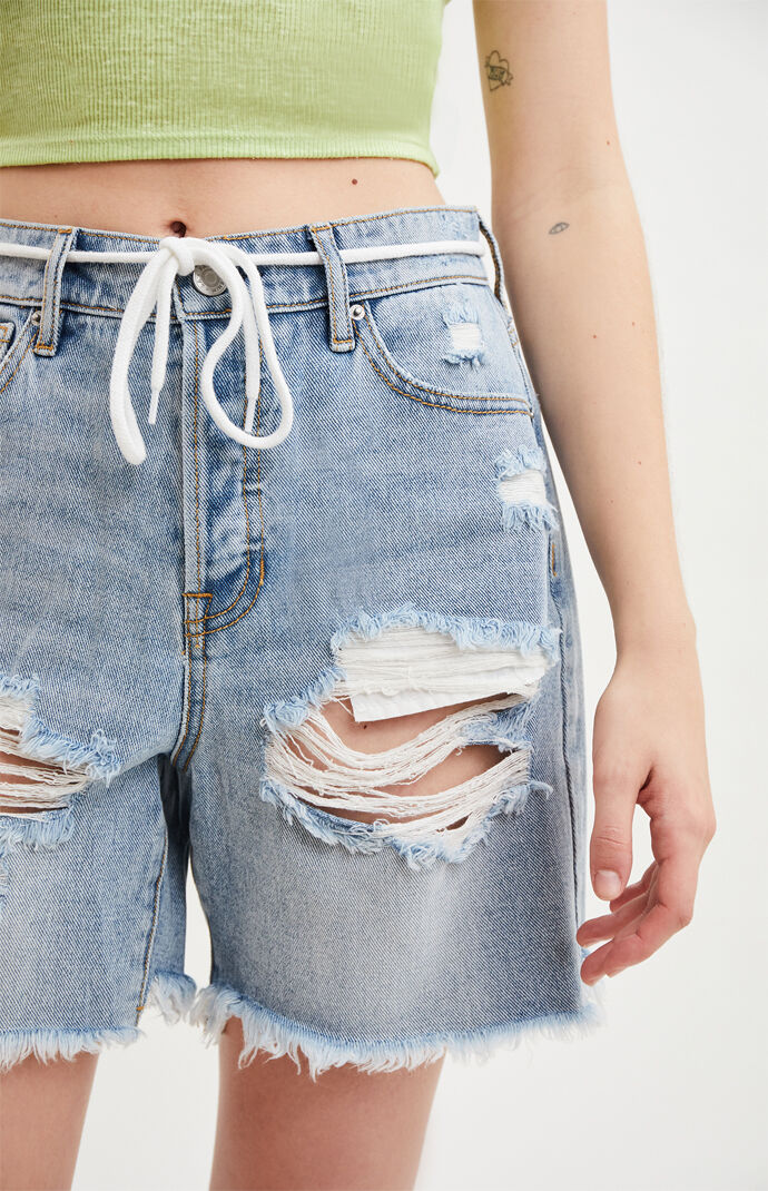 Liam Blue High Rise Denim Boy Shorts